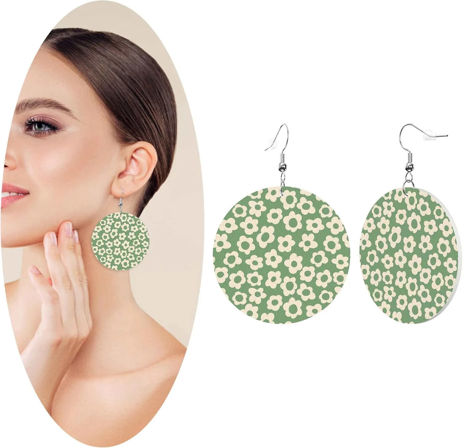 Faux Leather Earrings Idea Lightweight Teardrop Star Round Dangle Earrings Suitable for Women Accessories Jewelry