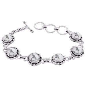 Fine Sterling Silver Bracelet For Women & Girls Howlite Bracelet Sterling Silver Link Bracelet White Gemstone Handmade Bracelet