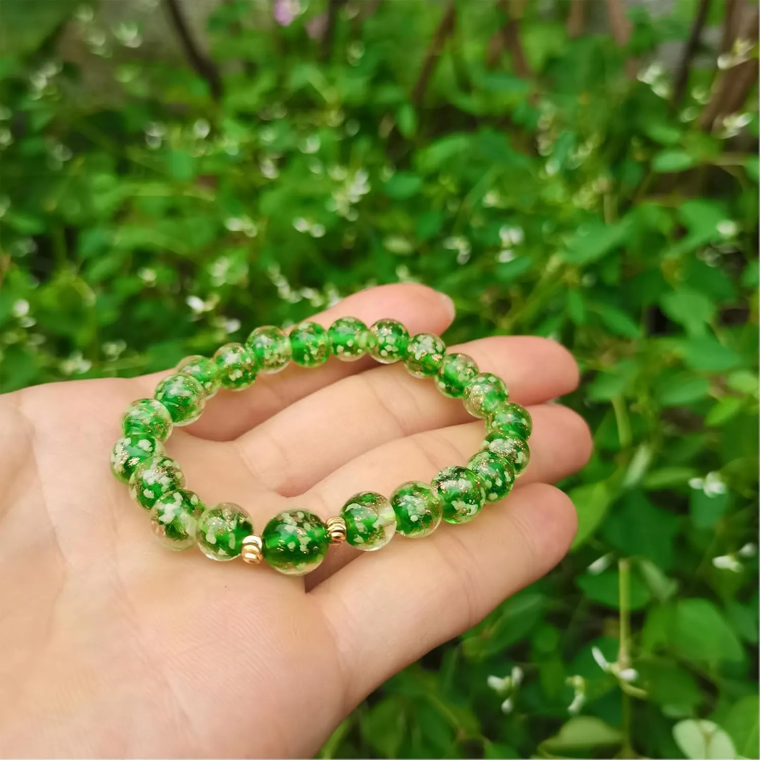 Firefly Beads Bracelet Firefly Glass Bracelet Luminous Bead Bracelet for Women Glass Mermaid Bracelet Bangles Anti Anxeity Healing Energy