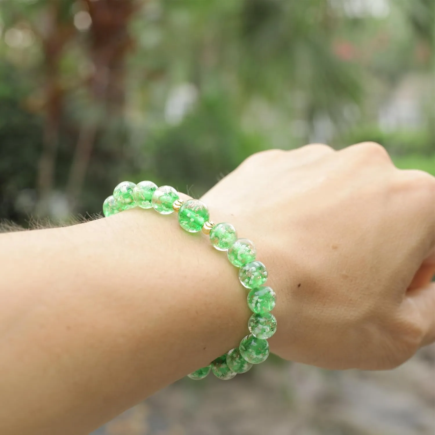 Firefly Beads Bracelet Firefly Glass Bracelet Luminous Bead Bracelet for Women Glass Mermaid Bracelet Bangles Anti Anxeity Healing Energy