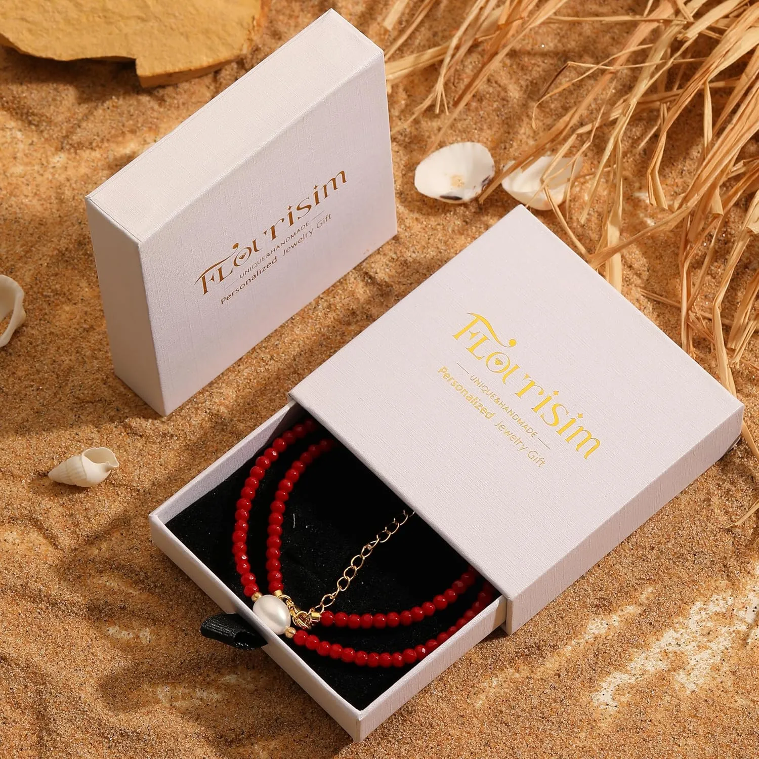 Flourisit Gemstone Beaded Necklace with Freshwater Pearl,Natural Handmade Irregular Pearl Necklace for Women,14k Gold Plated February Birthstone of Choker Gift for Mom, Girlfriend, Wife