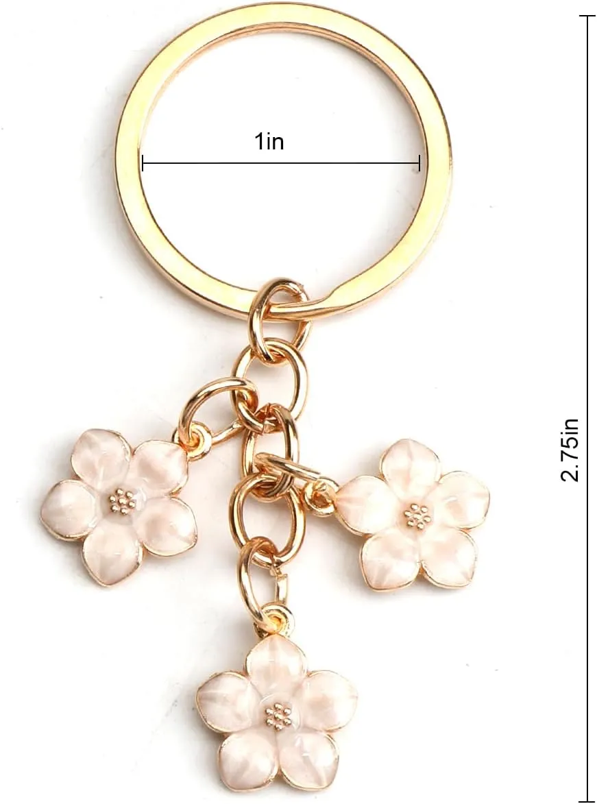 Flowers Keychain,Flower Keychain for Purse Handbag,Floral Accessory for Women,Birthday Christmas Gift for Friends