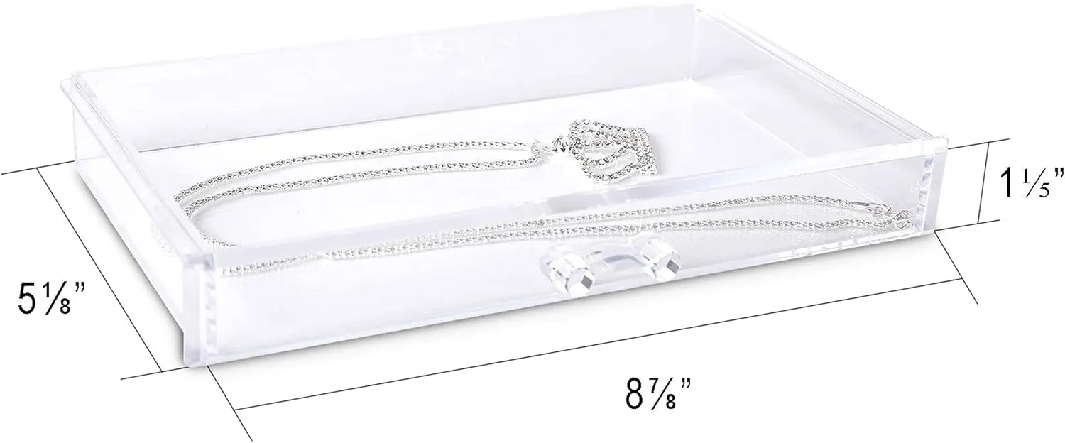Frebeauty Extra Large Acrylic Jewelry Box for Women 5 Layers Clear Jewelry Organizer Velvet Earring Box with 5 Drawers Rings Display Case Necklaces Holder Tray for Women Girls (Black)