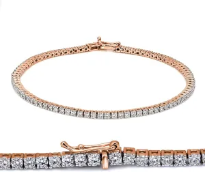 FRIENDLY DIAMONDS IGI/EGL Certified Lab Grown Diamond Tennis Bracelet | 1 Carat - 10 carat In 14K White, Yellow & Rose Gold 7 Inches Diamond Bracelets For Women | G-H SI1 Quality Bracelets