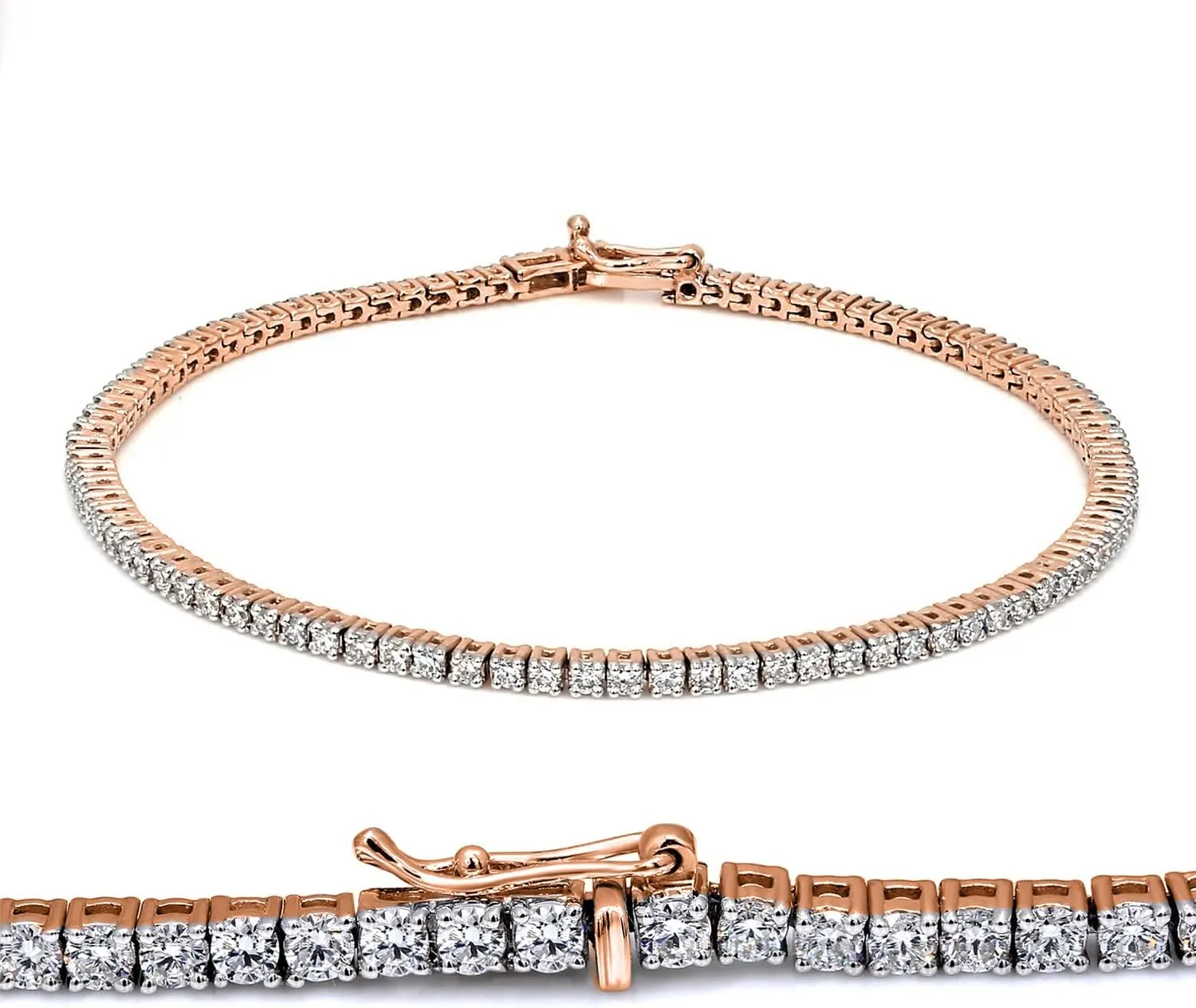 FRIENDLY DIAMONDS IGI/EGL Certified Lab Grown Diamond Tennis Bracelet | 1 Carat - 10 carat In 14K White, Yellow & Rose Gold 7 Inches Diamond Bracelets For Women | G-H SI1 Quality Bracelets