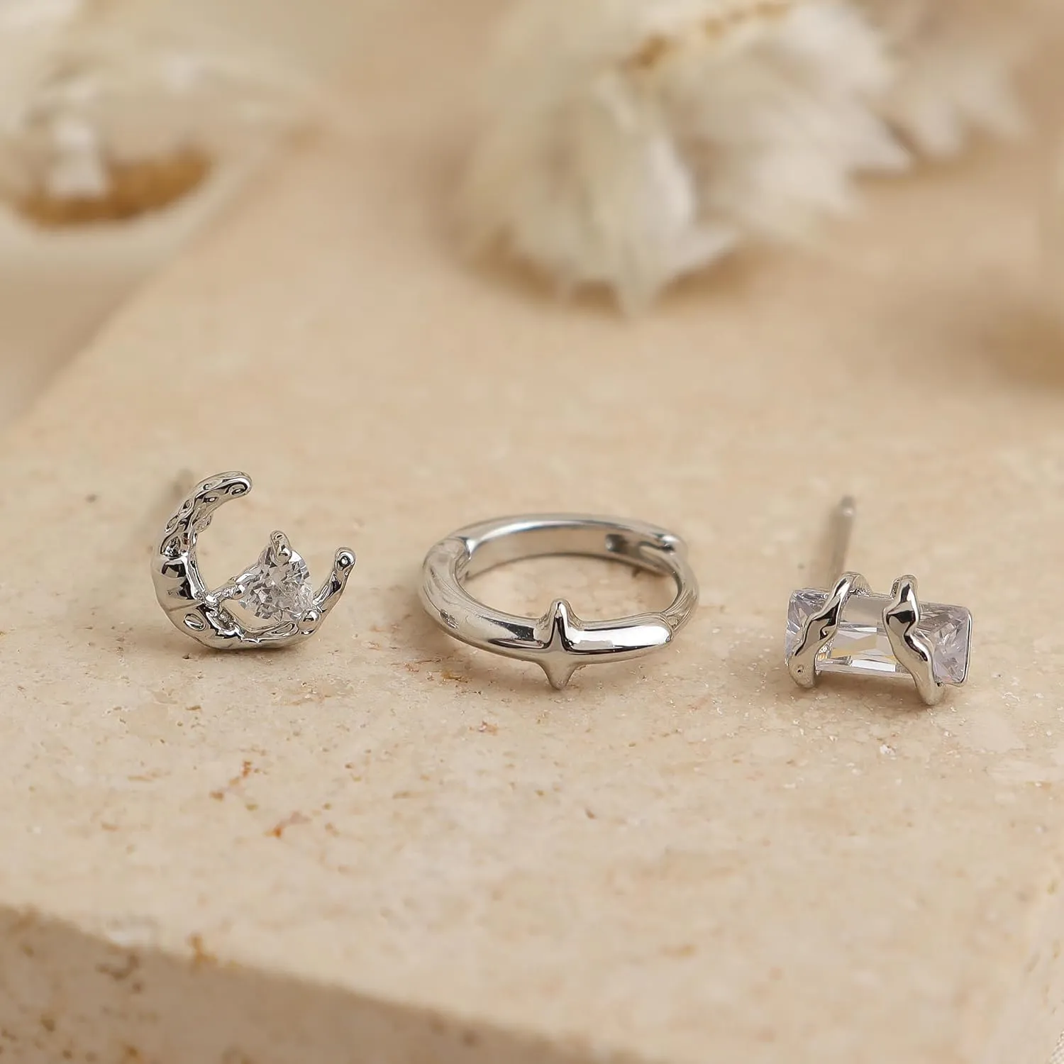 Frigatine 3 Pairs Small Hoop Earrings Set Stacks for Women, Cute Tiny Stackable Huggie Jewelry Gifts
