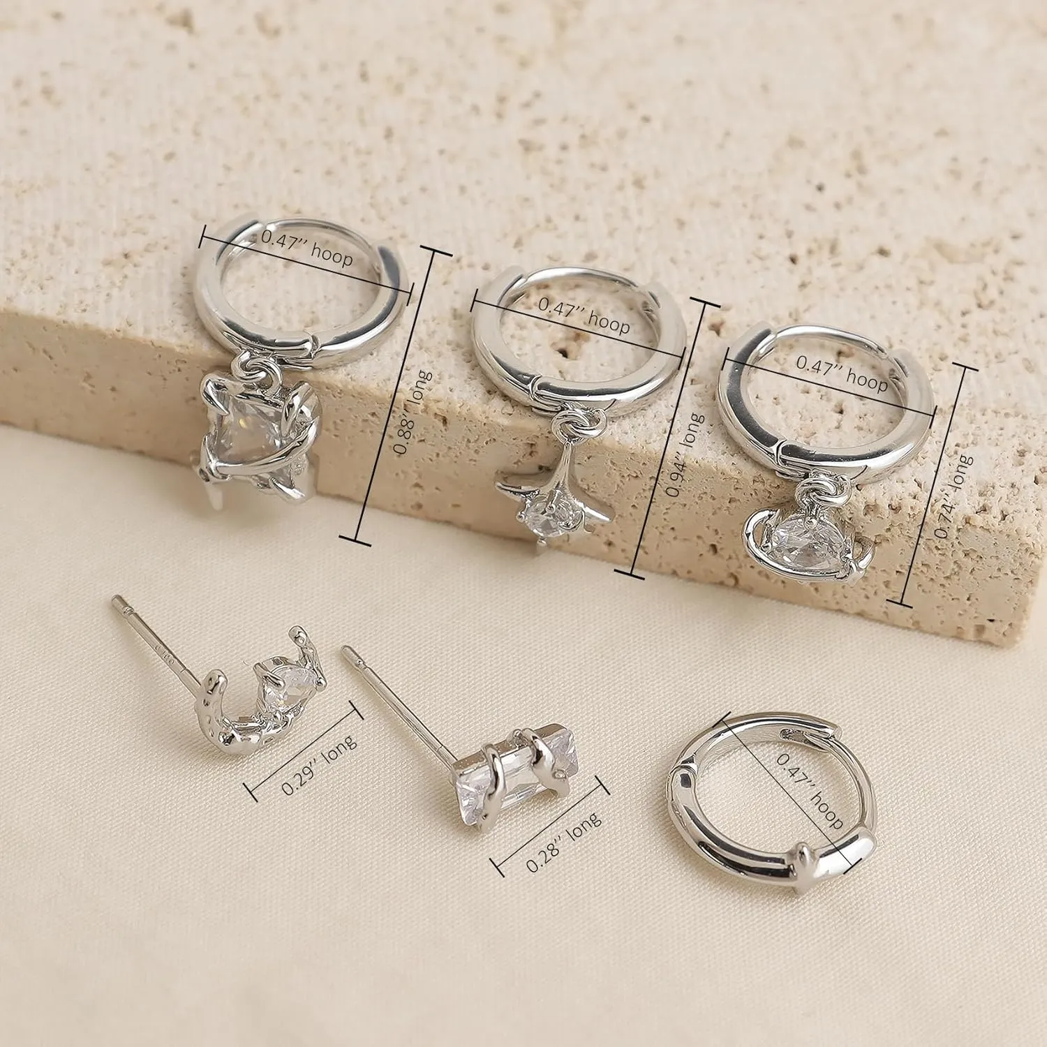 Frigatine 3 Pairs Small Hoop Earrings Set Stacks for Women, Cute Tiny Stackable Huggie Jewelry Gifts