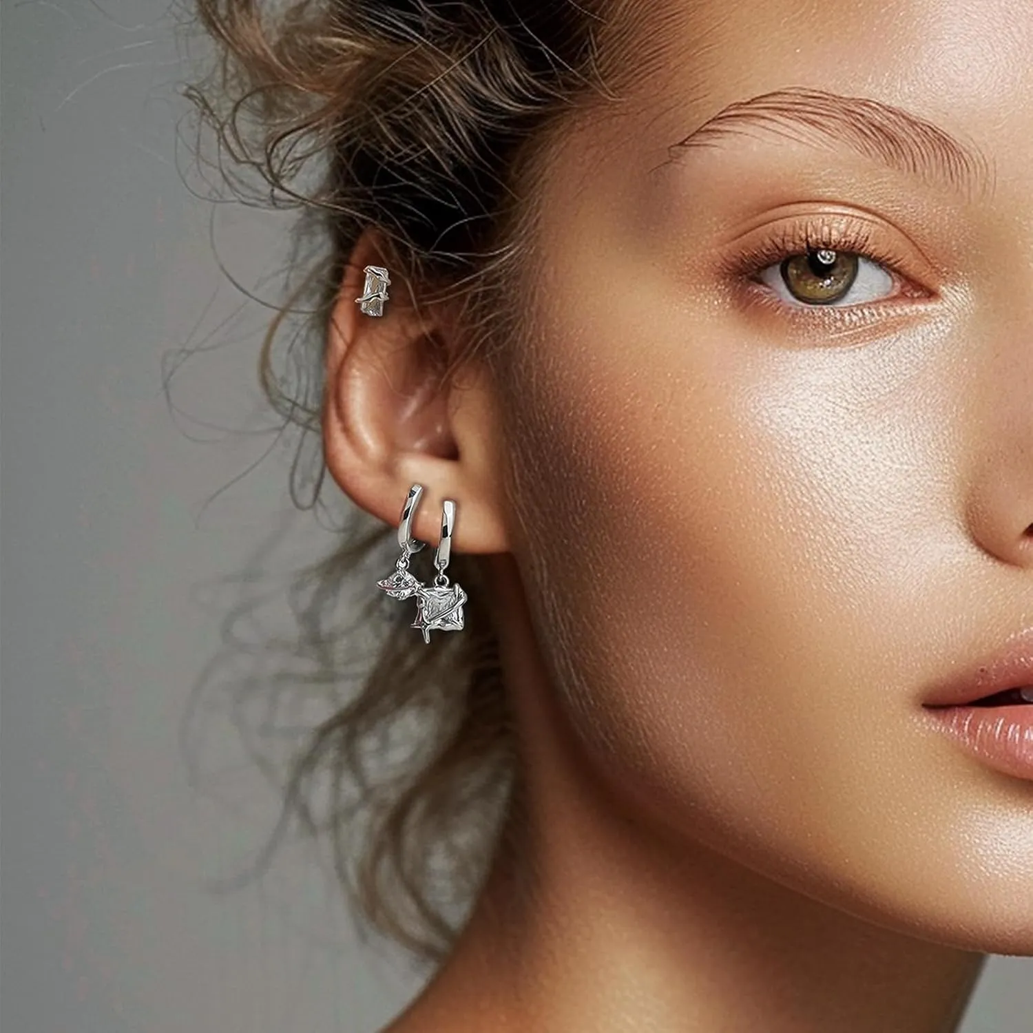 Frigatine 3 Pairs Small Hoop Earrings Set Stacks for Women, Cute Tiny Stackable Huggie Jewelry Gifts