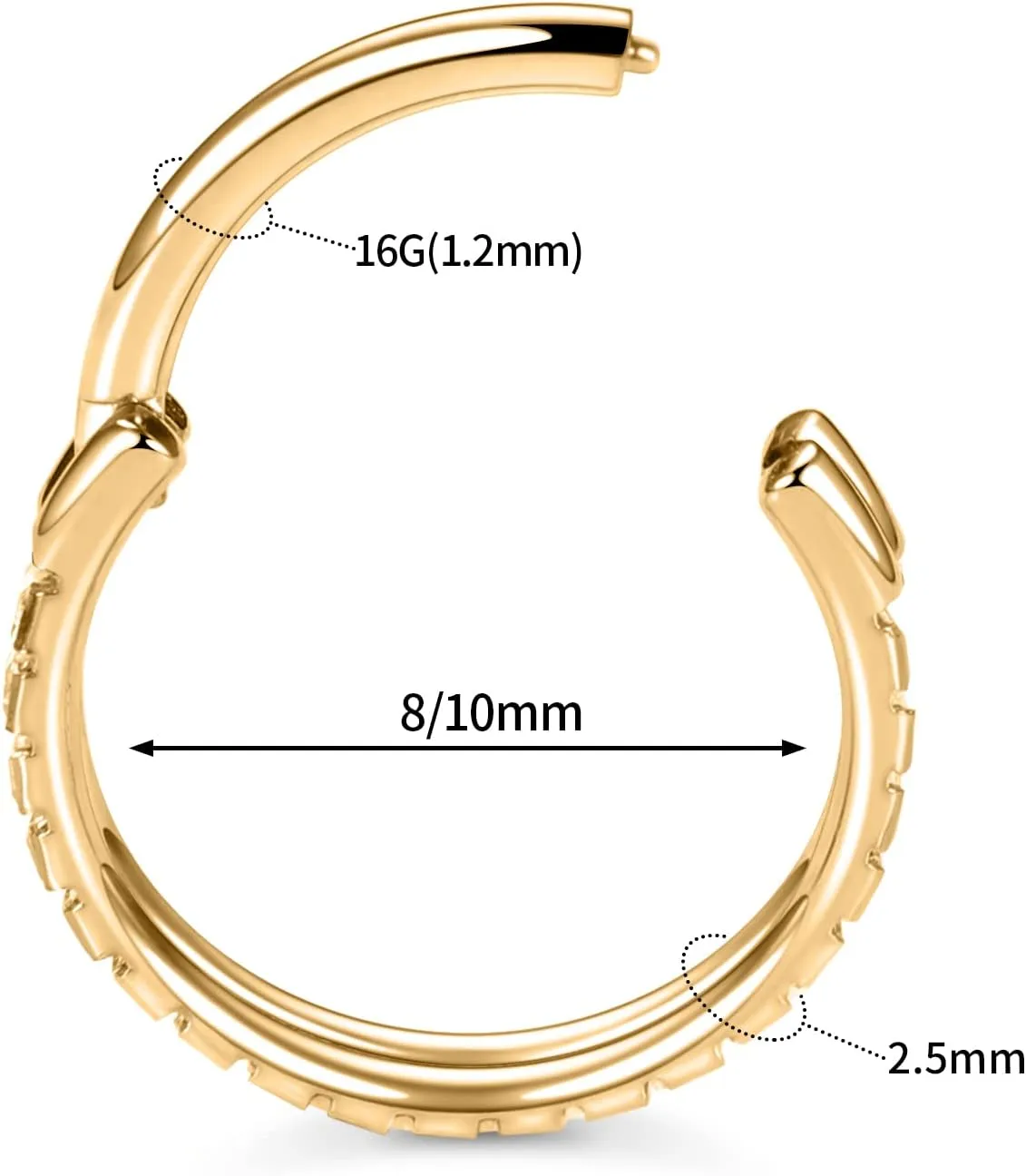 FUNLMO 316L Surgical Steel Hinged Segment Ring Conch Helix Septum Piercing Jewelry Nose Ring Hoop Huggie Earrings Small Hoop Earring