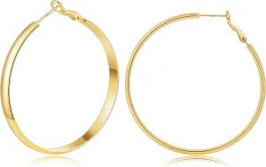 Gacimy Gold Hoop Earrings for Women, 14k Real Gold Plated with 925 Sterling Silver Post, Hypoallergenic Lightweight Thick Hoops Earrings for Women Trendy