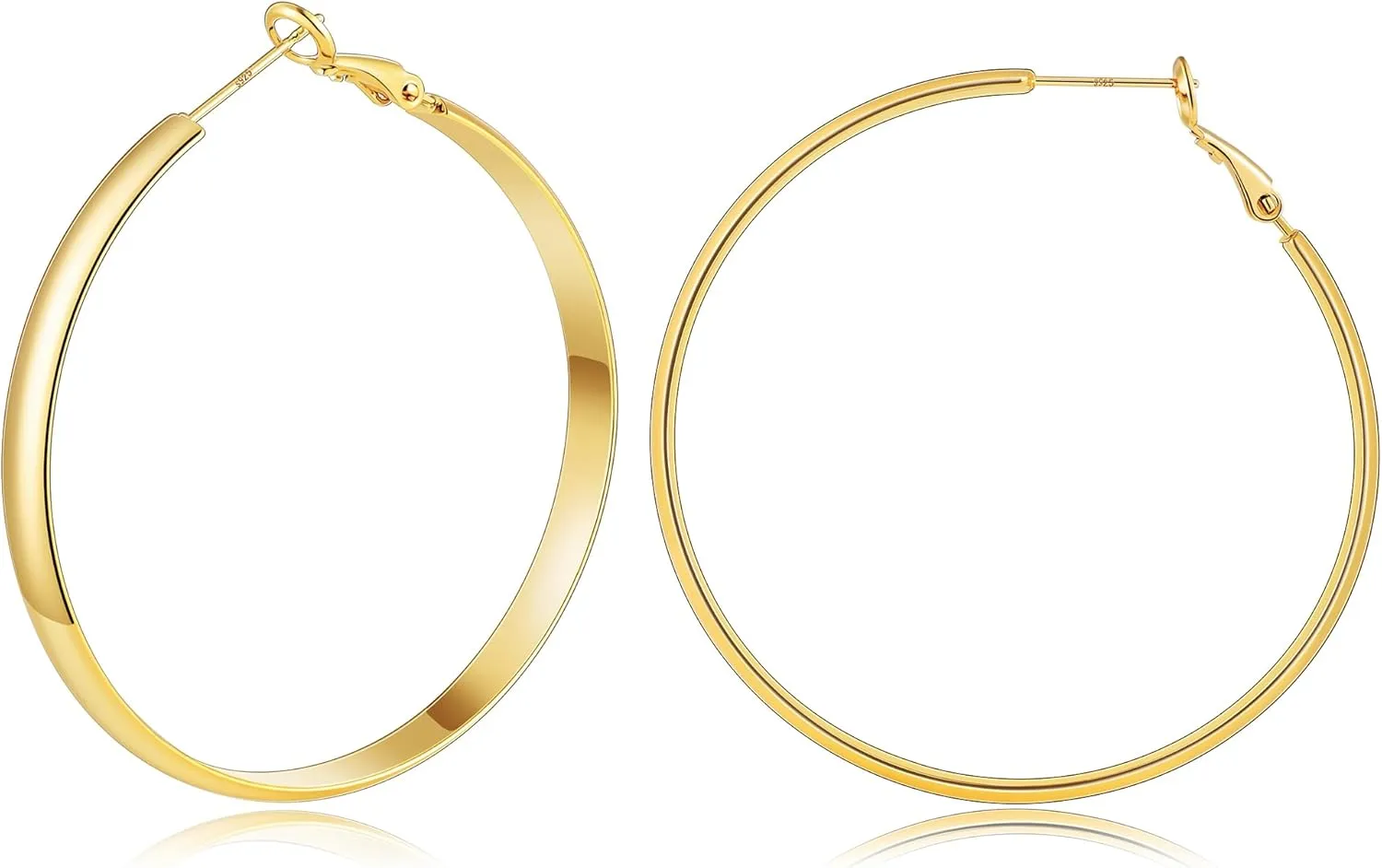 Gacimy Gold Hoop Earrings for Women, 14k Real Gold Plated with 925 Sterling Silver Post, Hypoallergenic Lightweight Thick Hoops Earrings for Women Trendy
