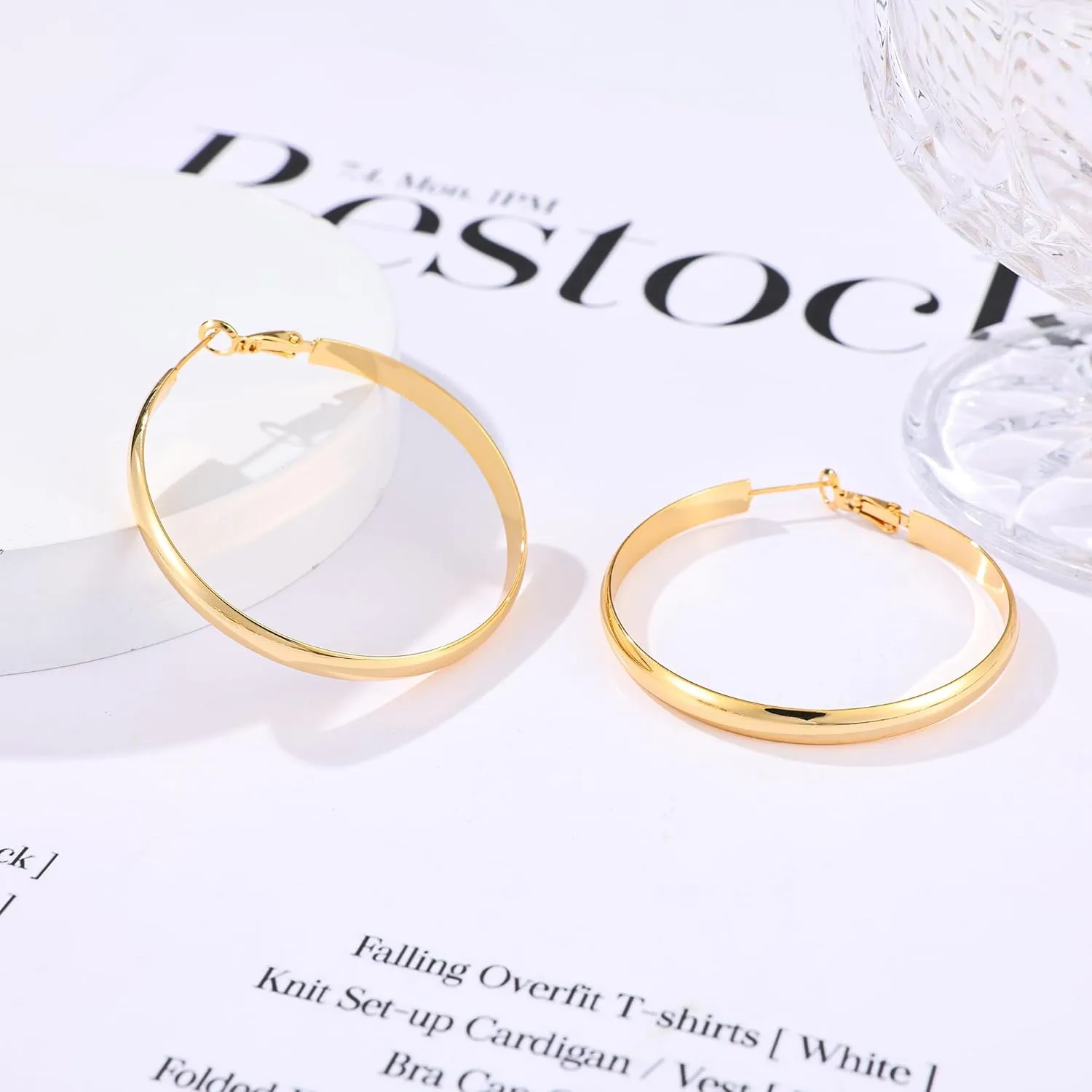 Gacimy Gold Hoop Earrings for Women, 14k Real Gold Plated with 925 Sterling Silver Post, Hypoallergenic Lightweight Thick Hoops Earrings for Women Trendy
