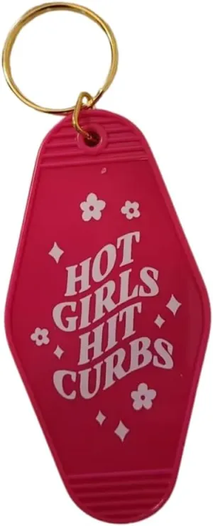 Generic Motel Keys Vintage Replica Hot Girls Hit Curbs Keychain, Cute Keychain for Teen Girls, Funny Sweet Sixteen Keychain Gift, Standard