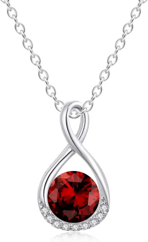 Genuine Birthstone Infinity Necklace for Women, Birthday Gifts for Her, Minimalism Style Jewelry for Everyday Wear