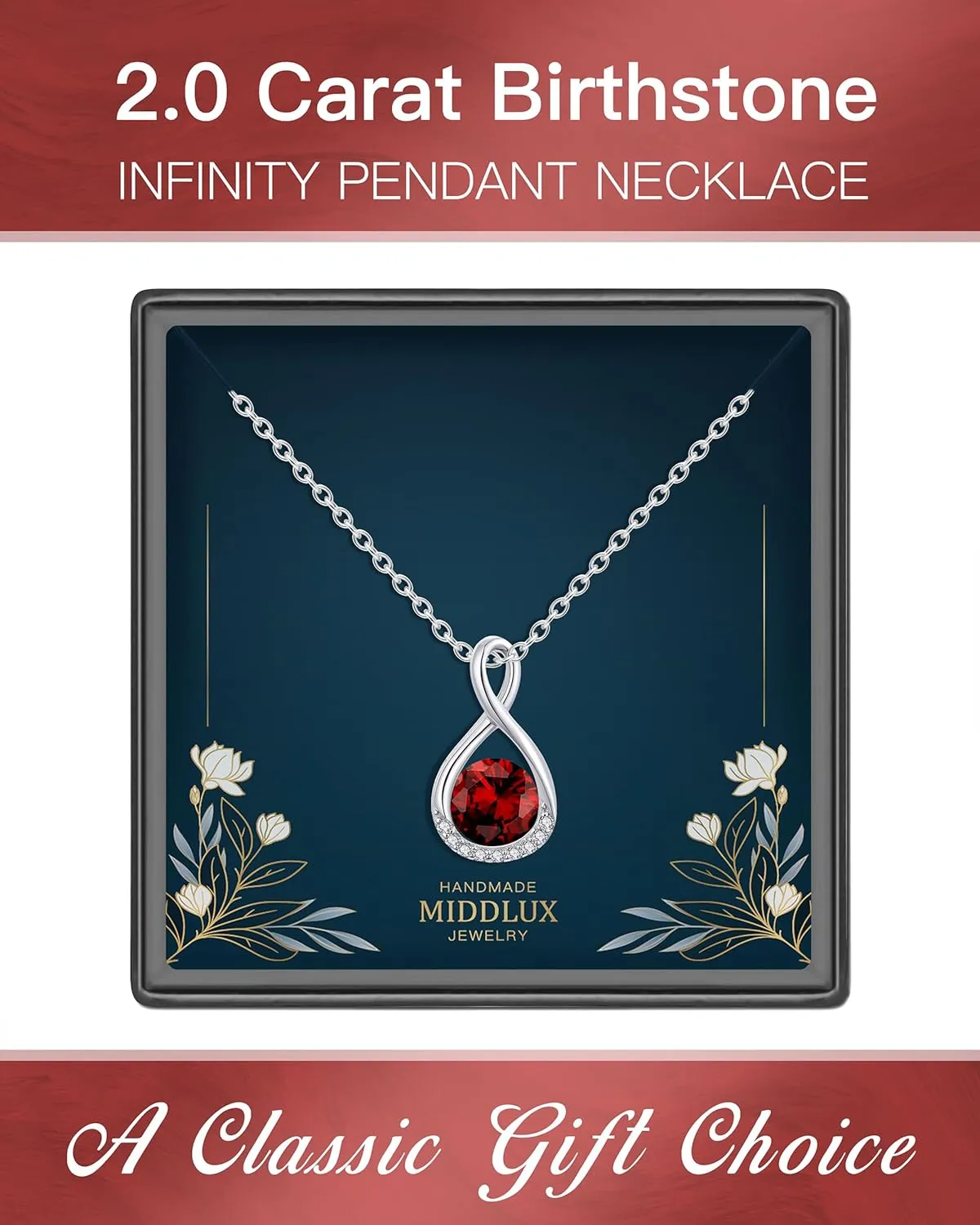 Genuine Birthstone Infinity Necklace for Women, Birthday Gifts for Her, Minimalism Style Jewelry for Everyday Wear