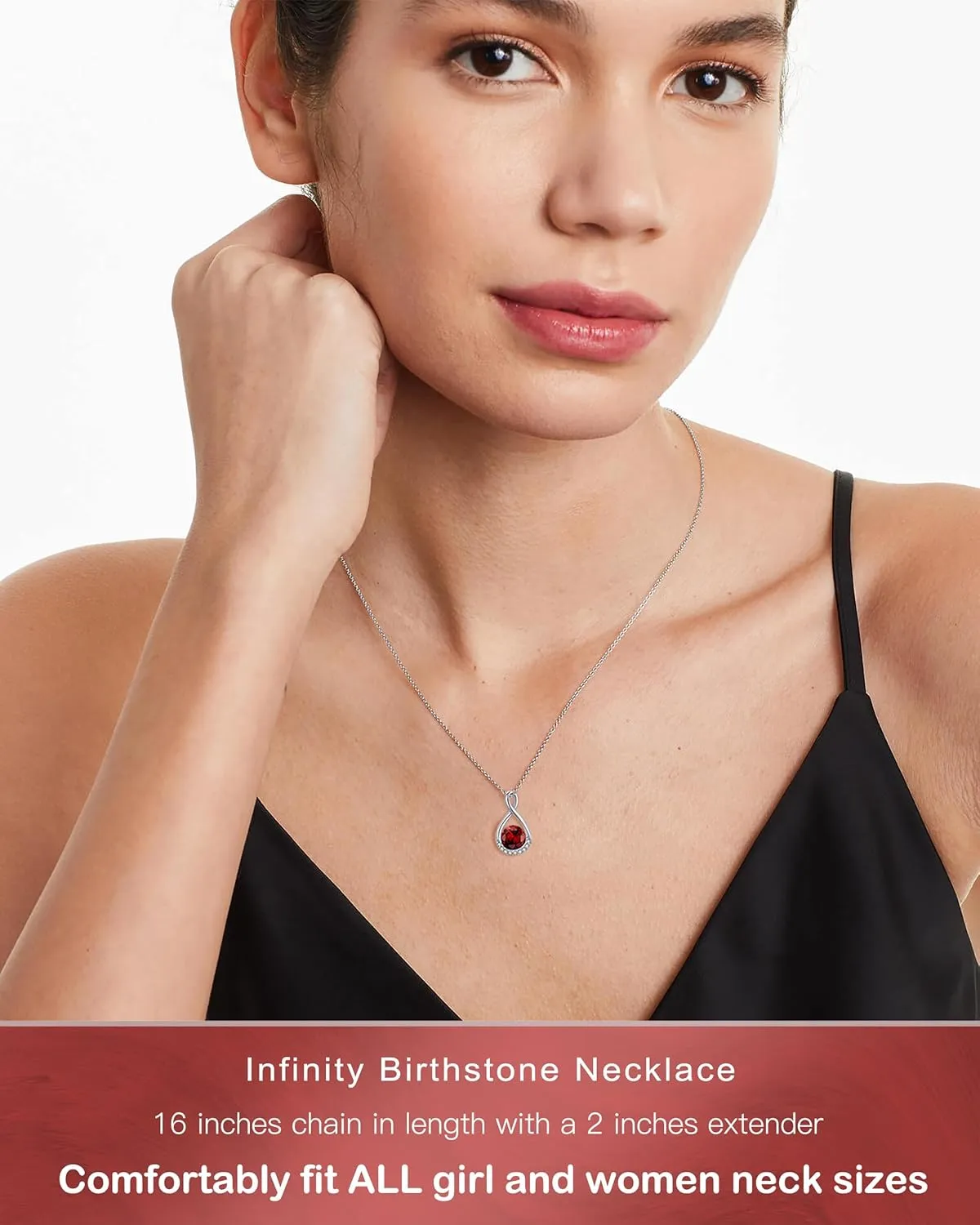 Genuine Birthstone Infinity Necklace for Women, Birthday Gifts for Her, Minimalism Style Jewelry for Everyday Wear