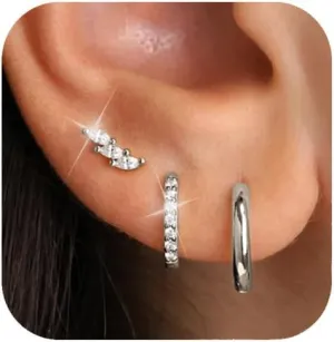 GEORGE  SMITH Earrings for Women Dainty silver Earrings|925 Sterling silver Cartilage Earring Hypoallergenic|Earring Set for Multiple Piercing Small Hoop Earrings Gift for Her