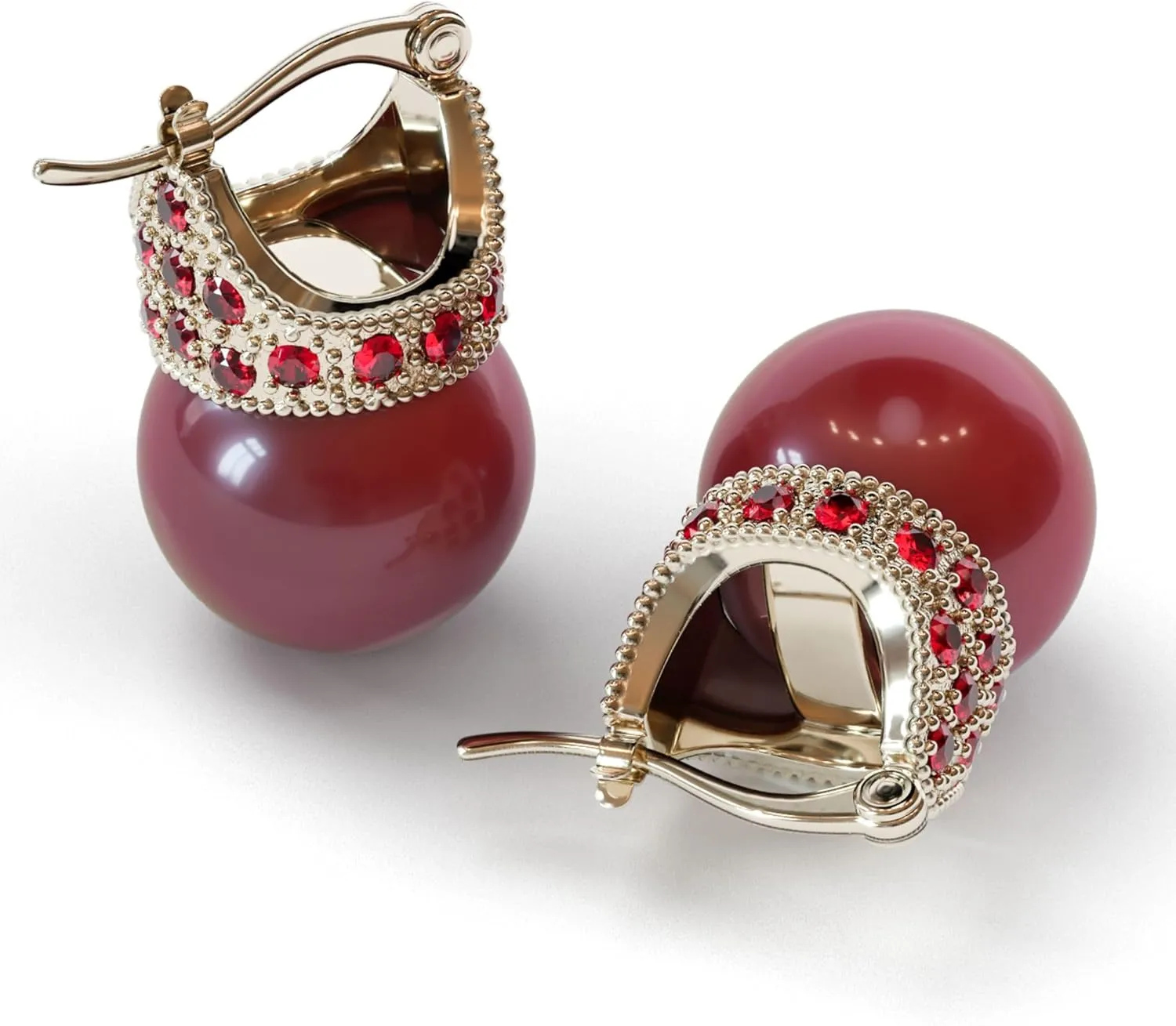Glass Pearl Earrings Crystal Accent Crown Shape for Wedding, Bridal, Formal & Fashion