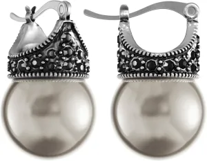 Glass Pearl Earrings Crystal Accent Crown Shape for Wedding, Bridal, Formal & Fashion