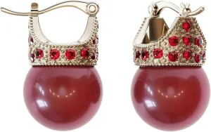 Glass Pearl Earrings Crystal Accent Crown Shape for Wedding, Bridal, Formal & Fashion