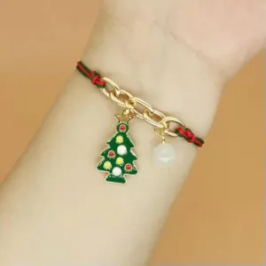 Glow in The Christmas Tree Santa Claus Handmade Braided Bracelet Jewelry-#6