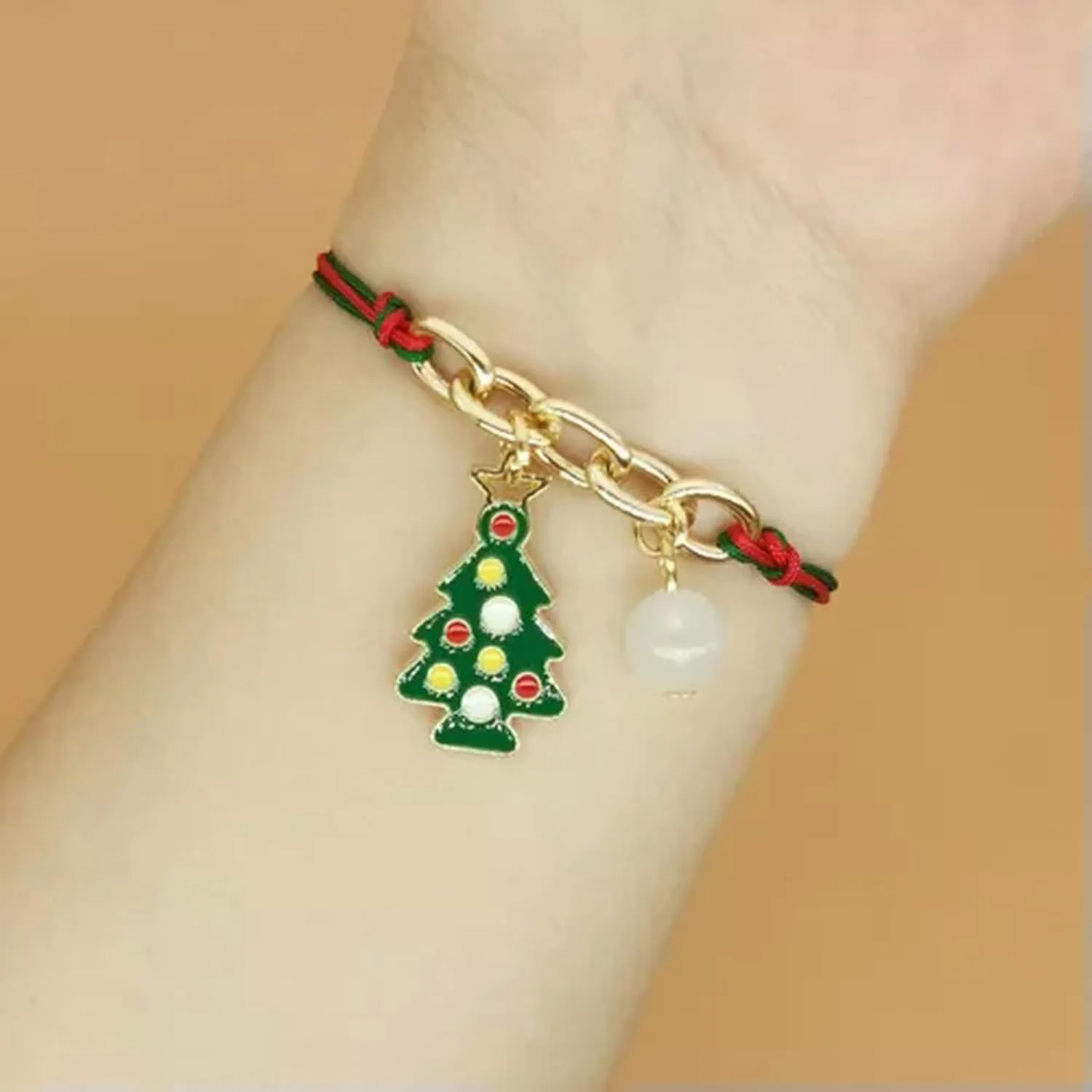 Glow in The Christmas Tree Santa Claus Handmade Braided Bracelet Jewelry-#6