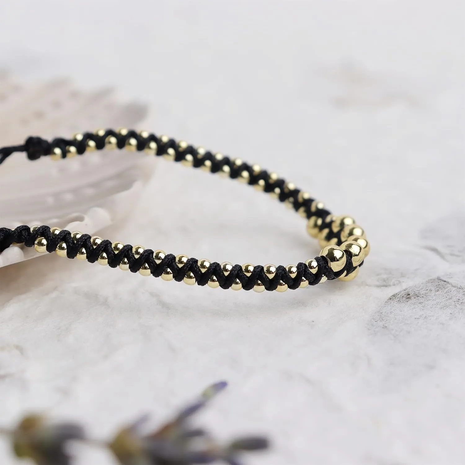 Gold Ball Beads String Bracelets for Women, Charm Handmade Adjustable Boho Braided Rope Friendship Bracelet Summer Beach Jewelry Gift
