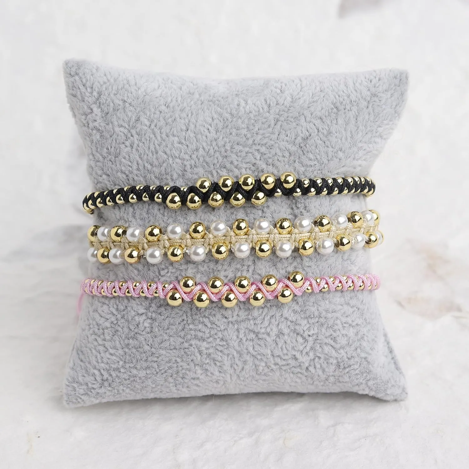Gold Ball Beads String Bracelets for Women, Charm Handmade Adjustable Boho Braided Rope Friendship Bracelet Summer Beach Jewelry Gift