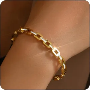 Gold bracelet for Women 18K Gold Plated Bamboo Watch Band Star Labyrinth Bangle Bracelets Dainty Stainless Steel Jewelry Gifts