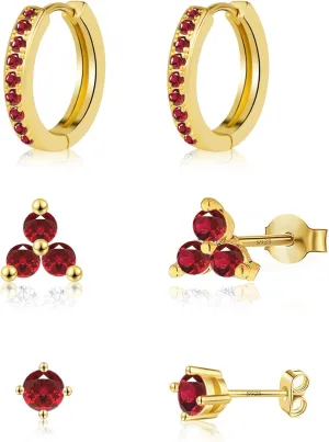 Gold Hypoallergenic Stud Earrings with S925 Sterling Silver Post for Sensitive Ears Dainty Tiny Cartilage Tragus Earring Sets for Multiple Piercing Cute Mini Cubic Zirconia Hoop Earring Stacks for Jewelry Gifts