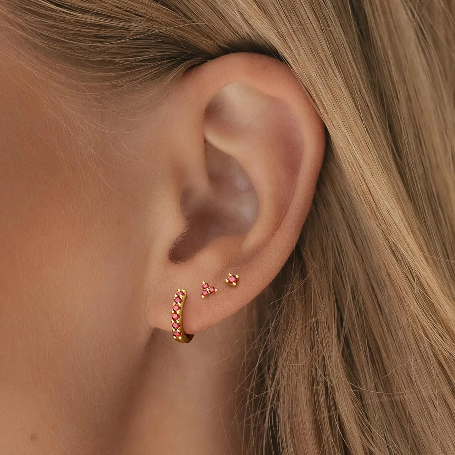 Gold Hypoallergenic Stud Earrings with S925 Sterling Silver Post for Sensitive Ears Dainty Tiny Cartilage Tragus Earring Sets for Multiple Piercing Cute Mini Cubic Zirconia Hoop Earring Stacks for Jewelry Gifts