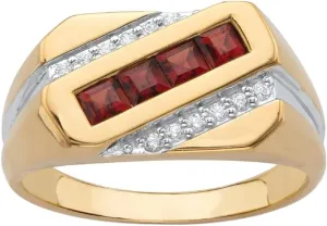Gold Ruby Ring for Men 10K/ 14K/ 18K Solid Gold Ruby Mens Ring Ruby Ring for Men Engagement Wedding Band Luxury Jewelry Gift for Men Fathers Day Husband Him Size 4-18