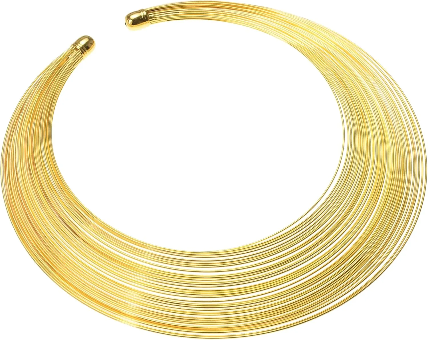 Gold Silver Shiny Multi-layer Metal Wire Collar Necklace Women Jewelry Set