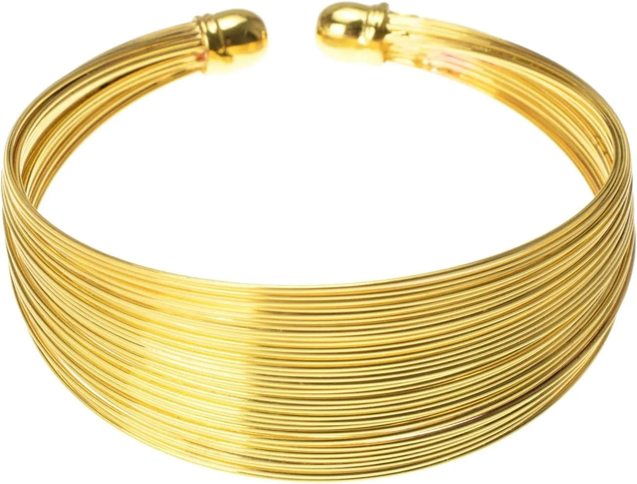 Gold Silver Shiny Multi-layer Metal Wire Collar Necklace Women Jewelry Set