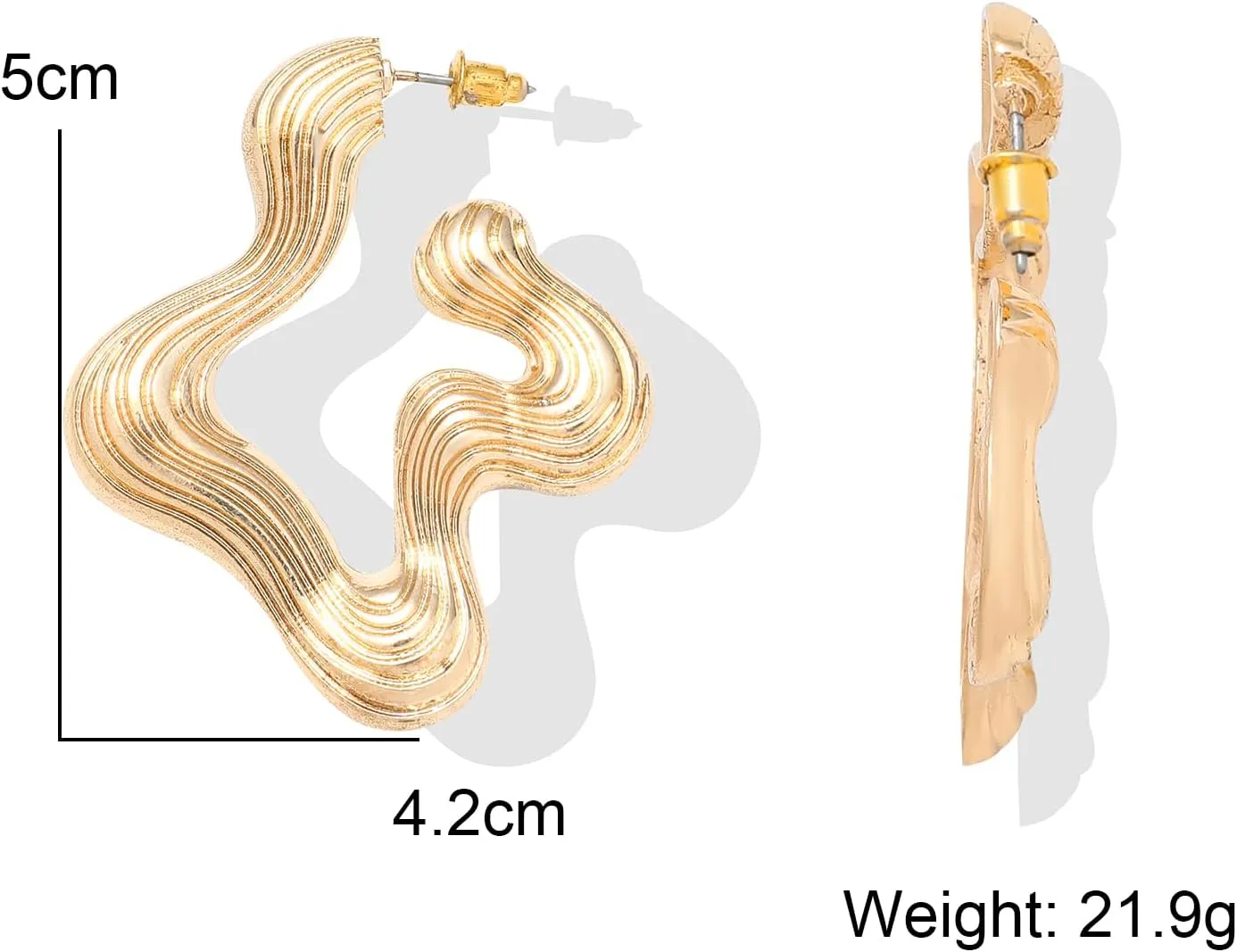 Gold Statement Earrings for Women Geometric Rectangle Chunky Gold Earrings Irregular Hammered Trendy Stud Earrings