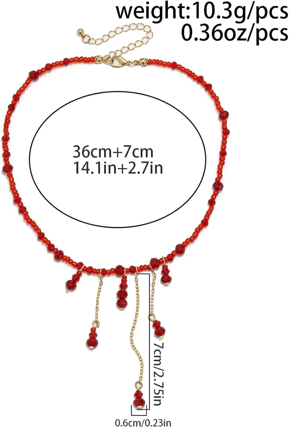 GYRMMUE Gothic Blood Pendant Necklace,Vintage Black Red Crystal Bead Teardrop Necklace Punk Style BloodDripping Choker Goth Vampire Halloween Jewelry