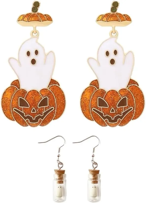 Halloween Pumpkin Spider Glow in the Dark Halloween ghost Earrings