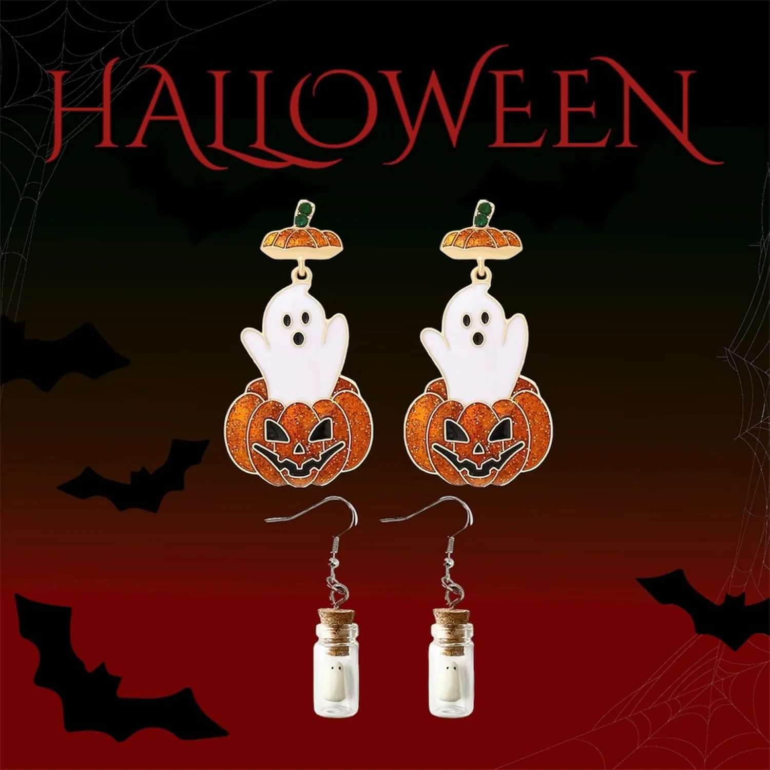 Halloween Pumpkin Spider Glow in the Dark Halloween ghost Earrings
