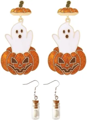 Halloween Pumpkin Spider Glow in the Dark Halloween ghost Earrings