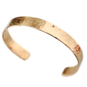 Hammered Gold Cuff Bracelet - 14K Gold Filled Cuff - Custom Textured Bangle Bracelet for Men pr Women - Adjustable Open Bangle - Personalized Mens Birthday Gift Add custom message on the hidden side
