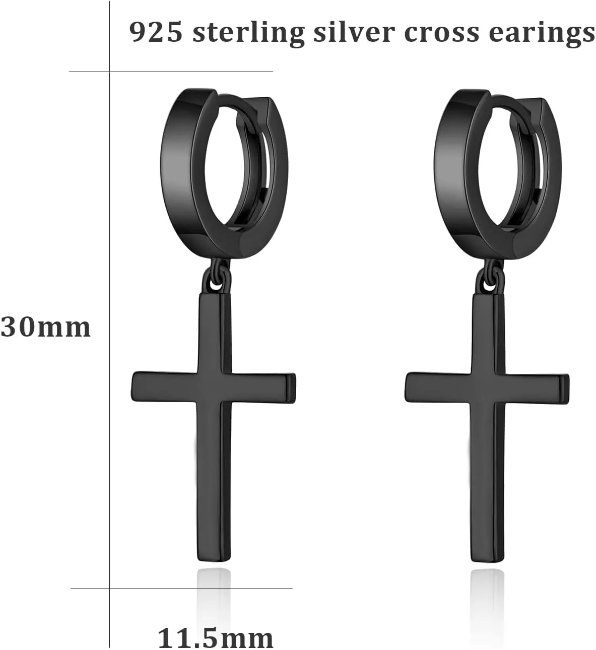 Han han 18K White Gold Plated Cross Earrings for Women, 925 Sterling Silver Cross Dangle Earrings, Simple Cross Hoop Earrings for Men Women, Silver/Rose Gold/Gold Color Cross Jewelry