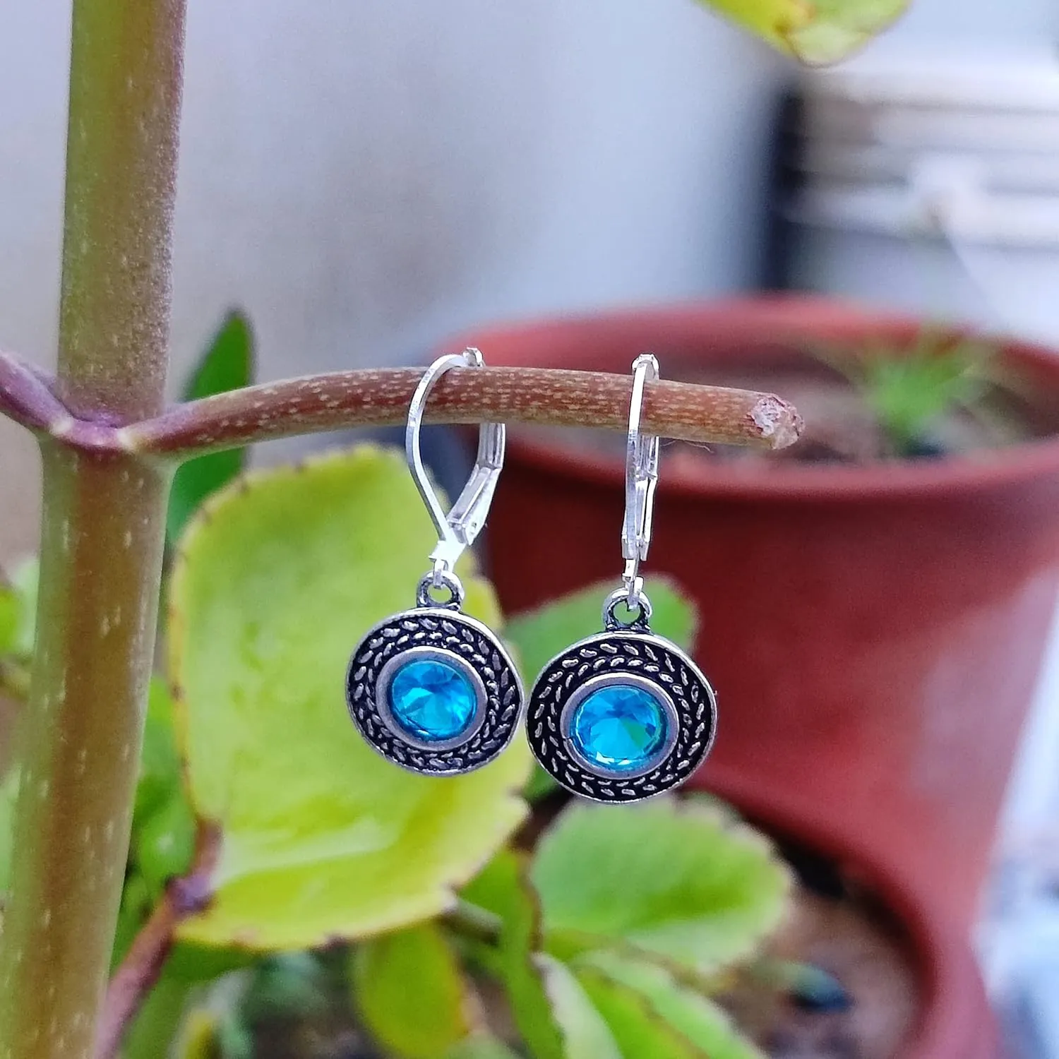 Handmade Bohemian Crystal Leverback Earrings for Women  Lightweight 925 Silver Plated Boho Dangle Teardrop Earrings Jewelry Gifts (Black, Blue, White Pearl)