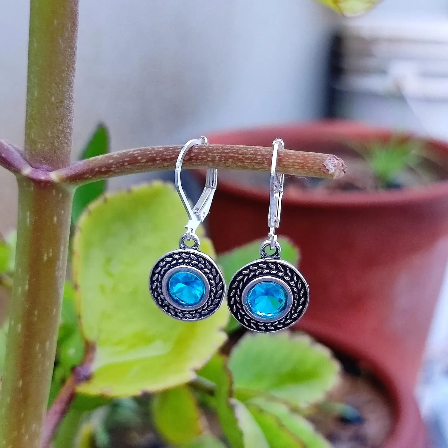Handmade Bohemian Crystal Leverback Earrings for Women  Lightweight 925 Silver Plated Boho Dangle Teardrop Earrings Jewelry Gifts (Black, Blue, White Pearl)