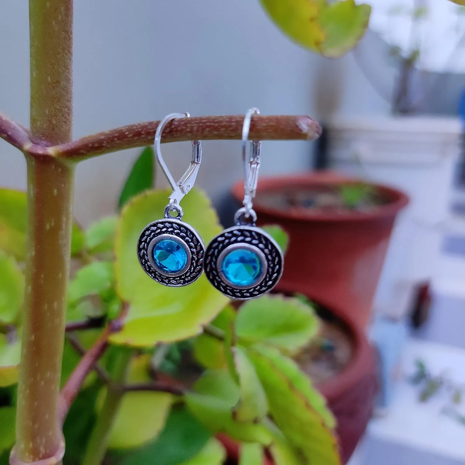 Handmade Bohemian Crystal Leverback Earrings for Women  Lightweight 925 Silver Plated Boho Dangle Teardrop Earrings Jewelry Gifts (Black, Blue, White Pearl)