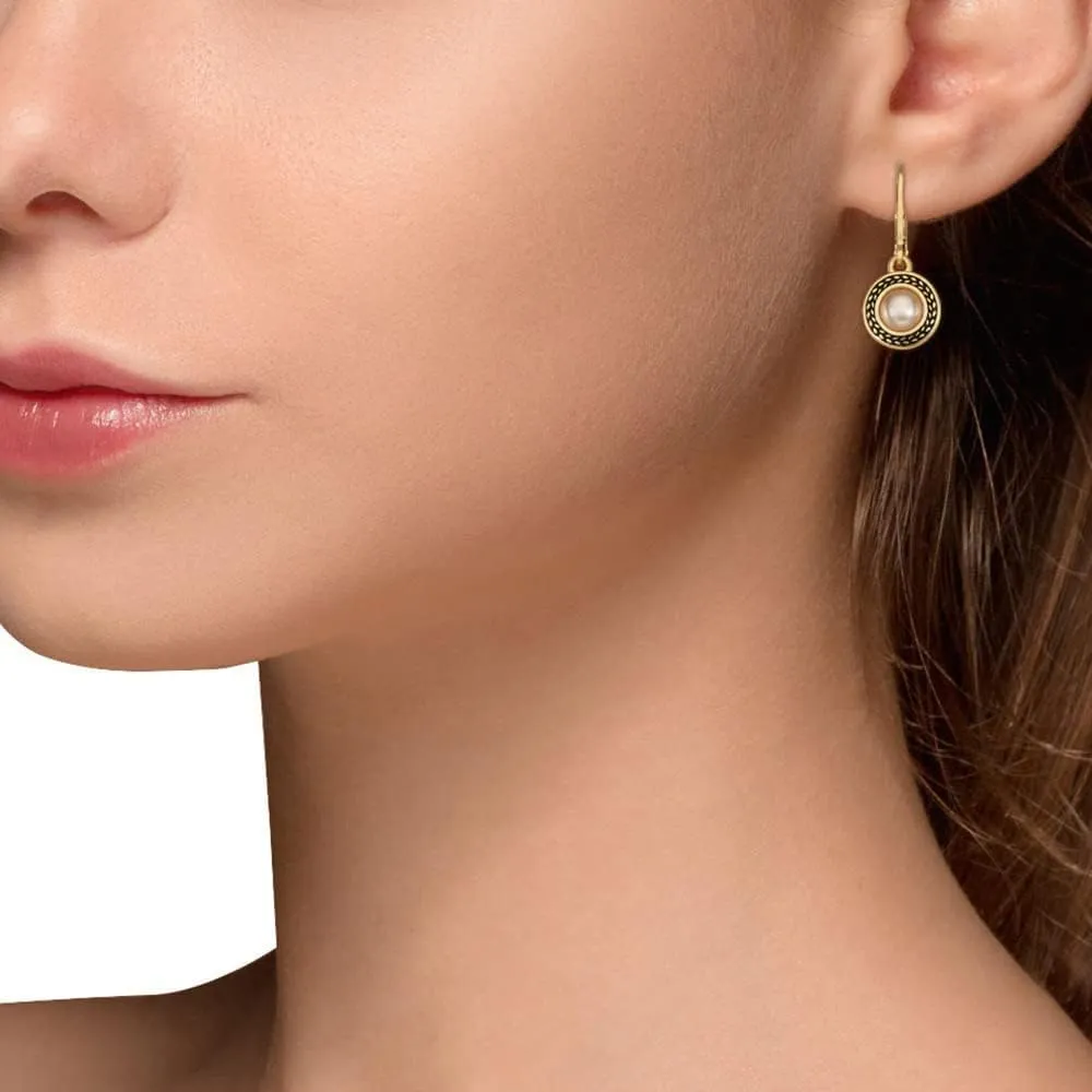 Handmade Bohemian Crystal Leverback Earrings for Women  Lightweight 925 Silver Plated Boho Dangle Teardrop Earrings Jewelry Gifts (Black, Blue, White Pearl)