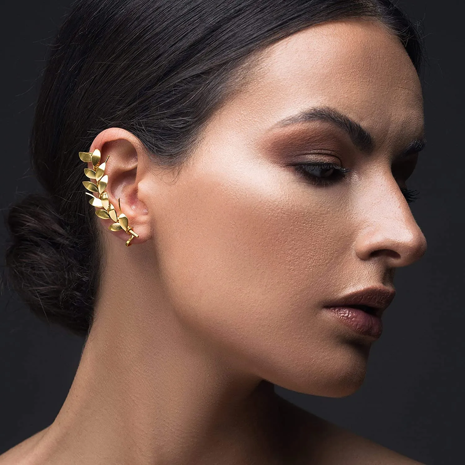 Handmade Ear Cuff Right rose gold sterling silver olive leaf ear cuff earring no piercing earrings ear climber non pierced