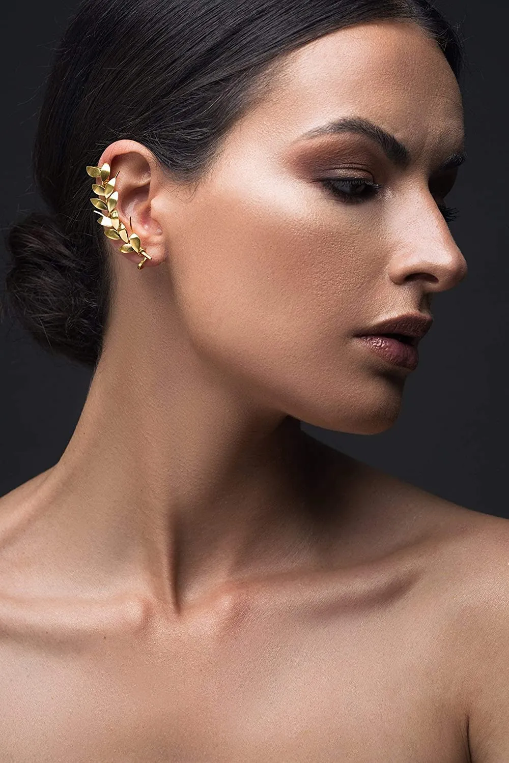 Handmade Ear Cuff Right rose gold sterling silver olive leaf ear cuff earring no piercing earrings ear climber non pierced