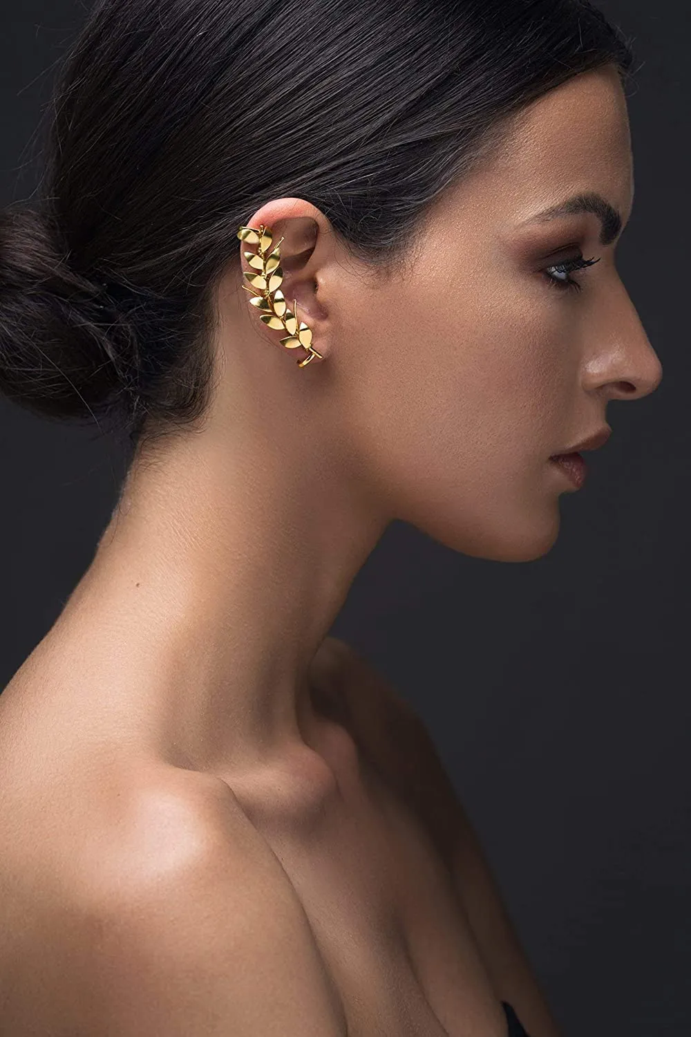 Handmade Ear Cuff Right rose gold sterling silver olive leaf ear cuff earring no piercing earrings ear climber non pierced