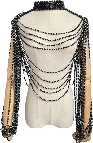 Handmade Pearls Body Chain Necklace Vintage Tassels Collar Jewelry Elegant Pearls Shoulder Chain Hand Beading Bra