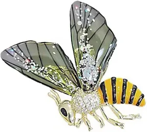 Honey Bee Brooches Pins for Woman Girls,Vintage Elegant Insect Brooch Alloy Zircon Bee Brooch Pin Clothing Accessory Jewelry Gift